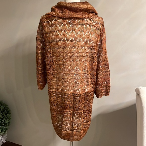 CATHERINES NWT CROCHET lightweight knit layering sweater cowl neck 1X rusty - Picture 7 of 12